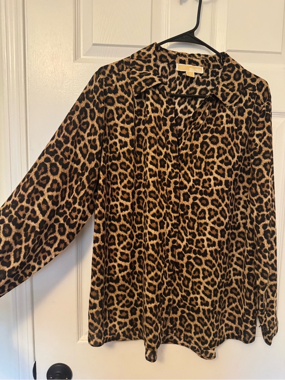 Michael Kors Leopard Print Button-Down Shirt - Brown, Black